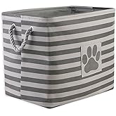 Bone Dry Pet Storage Collection Striped Paw Patch Bin, Large Rectangle, Gray