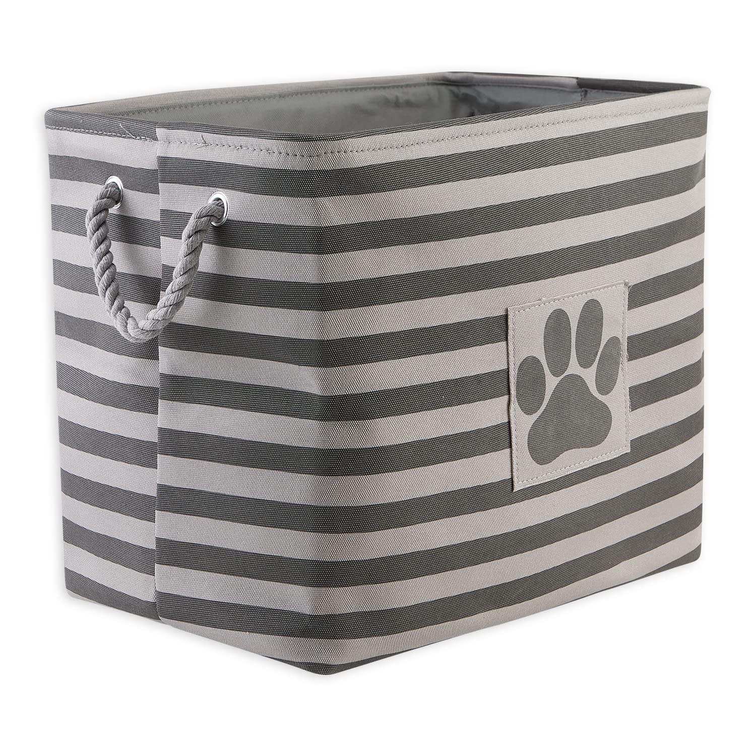 Bone Dry Pet Storage Collection Striped Paw Patch Bin, Large Rectangle, Gray — image 1