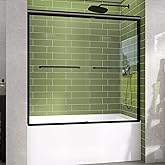 GETPRO Tub Shower Door Sliding 57-60 in. W x 58 in. H Semi-Frameless Bypass Double Sliding Bathroom Glass Tub Door,1/4 inch C