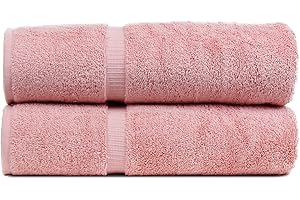 BC BARE COTTON Luxury Hotel & Spa Collection Highly Absorbent, Quick Dry 100% Turkish Cotton 700 GSM, Eco Friendly Towel, for Bathroom Dobby Border Soft Bath Towel Set 27 X 54 (Pink, Bath Towels - Set of 2)