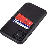 Dockem Wallet Case for iPhone 11: Built-in Metal Plate for Magnetic Mounting & 2 Credit Card Holders (6.1" Exec M2, Synthetic Leather, Black)