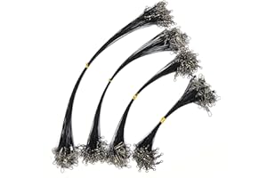 PISCORUSH 50pcs Fishing Wire Leaders Nylon-Coated Fishing Line Trace Lure Leaders with Swivels and Snaps Stainless Steel Fishing Tackle Leaders Tackle