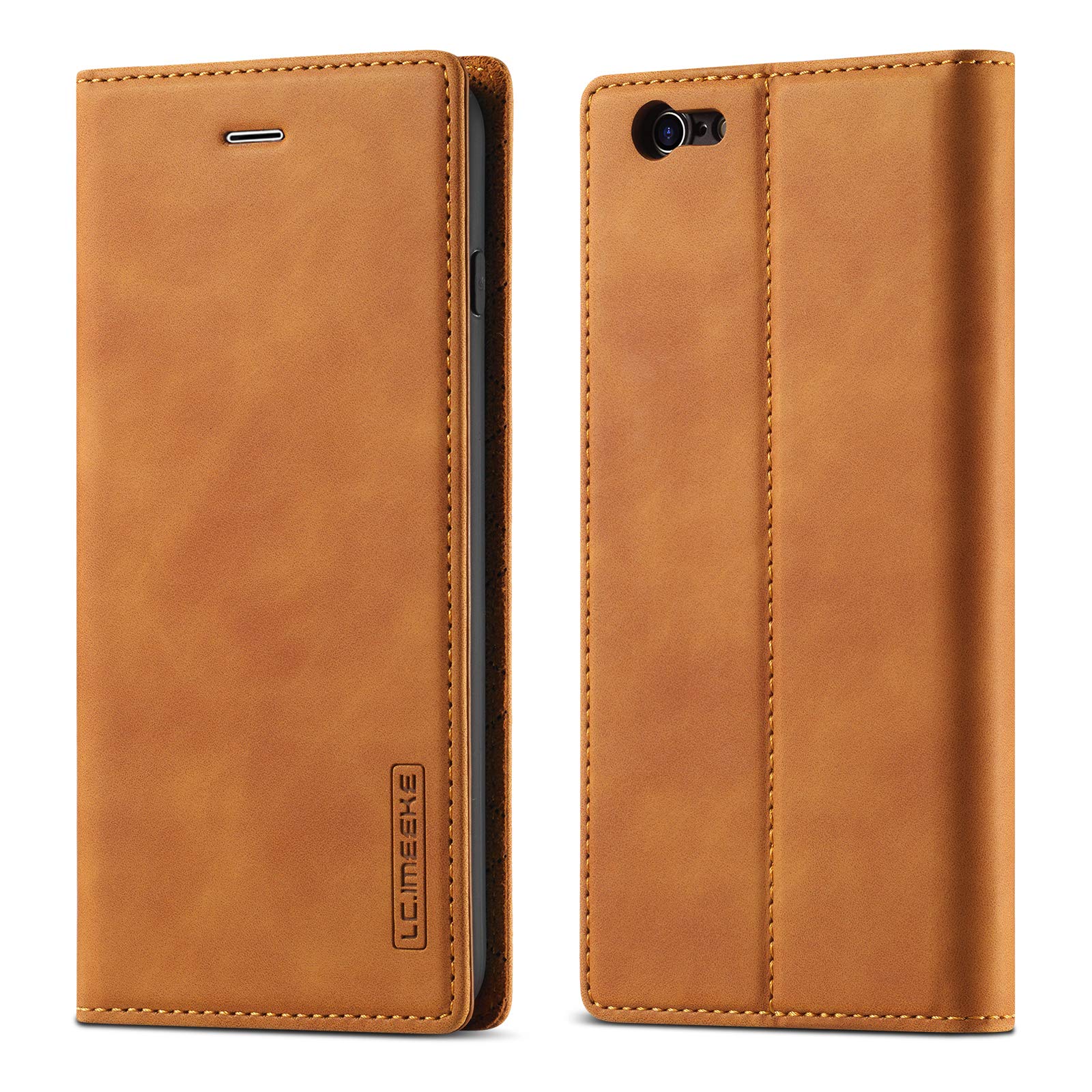 QLTYPRI Case for iPhone 7 iPhone 8 iPhone SE 2020, Vintage Matte Leather Wallet Case Card Slot Kickstand Magnetic Shockproof Flip Folio Book Case Cover for iPhone 7 8 SE 2020 - Brown