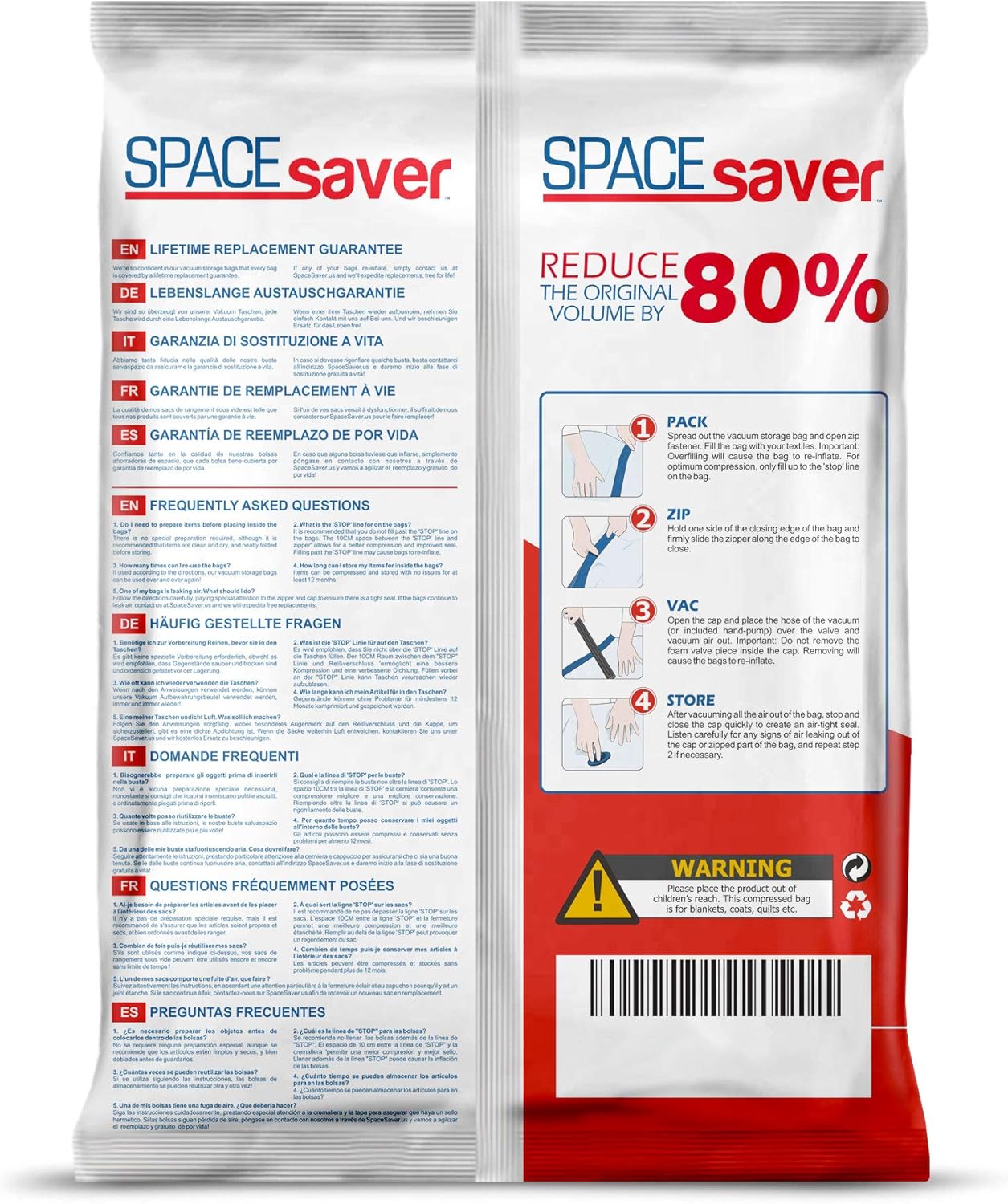 Spacesaver Premium Vacuum Storage Bags. 80 More Storage! HandPump for