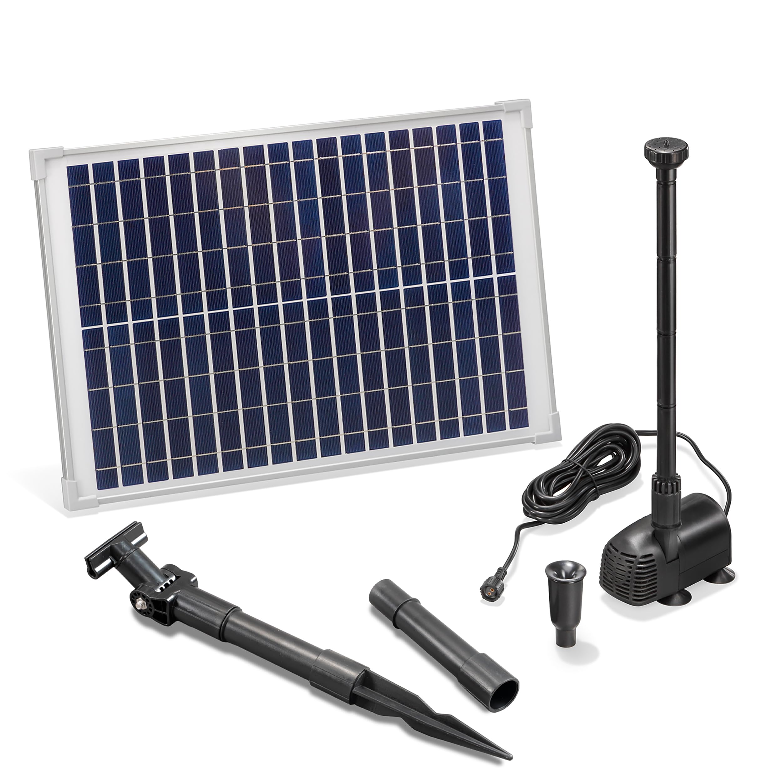 Solar Pond Pump 20 Watt Solar module 1350 l/h Flow Rate 1.9 m Delivery Head Complete Set for Garden Pond