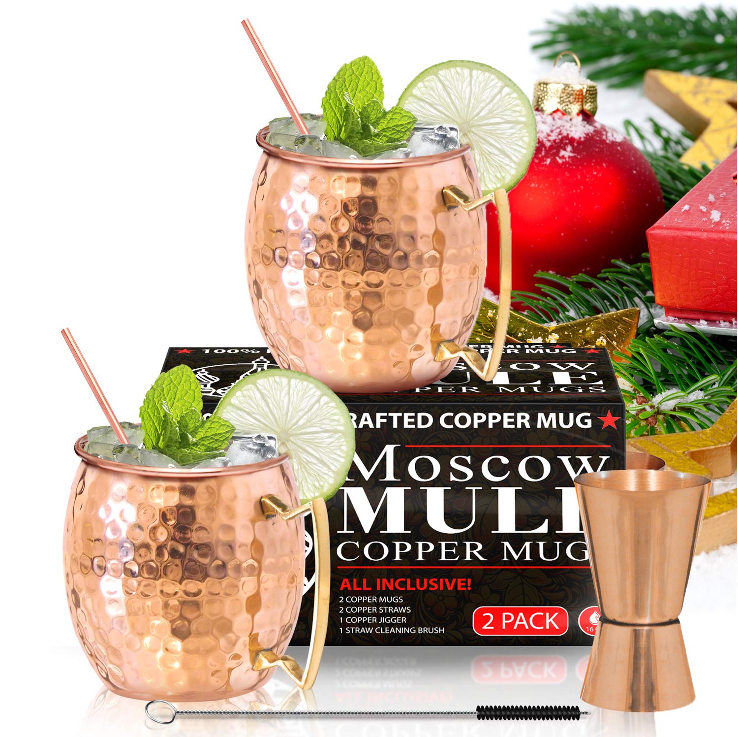 Moscow Mule Copper Mugs Set of 2 100 HANDCRAFTED Food Safe Pure