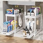 POUGNY 2 Pack Pull-Out Storage Organizers, Under Sink Organizer and Storage for Bathroom & Kitchen,Multi-Purpose Under Cabinet Organizers and storage Black