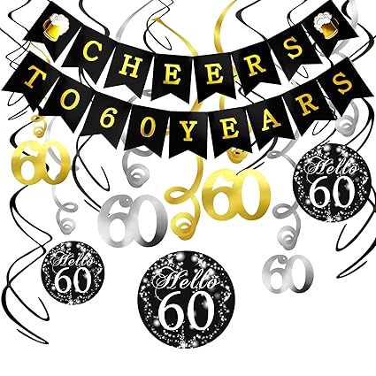Konsait 60th Birthday Party Decorations Kit Cheers To 60 Years