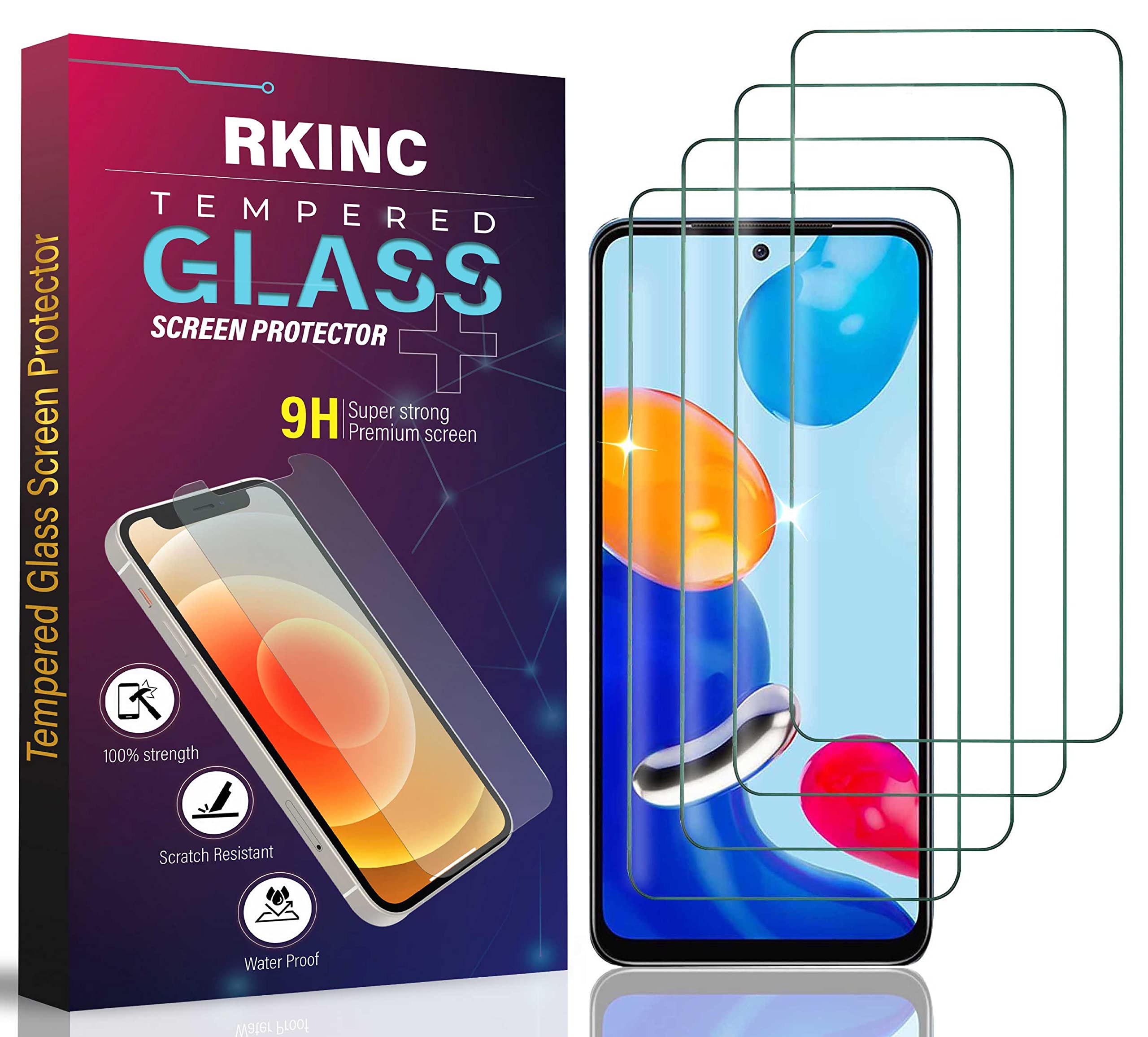 RKINC Screen Protector [4-Pack] for Xiaomi 11T 5G / 11T Pro 5G, Tempered Glass Film Screen Protector, 0.33mm [Anti-Scratch][Anti-Shatter][Bubble-Free]