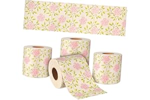 Anneome Novelty Toilet Paper 4 Rolls with Floral Paper Napkins, Bamboo Pulp Material, Creative Delicate