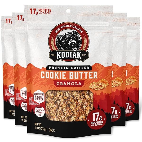 KODIAK CAKES GRANOLA POUCH, COOKIE BUTTER, HIGH PROTEIN, 100% WHOLE GRAINS (PACK OF 5 POUCHES)