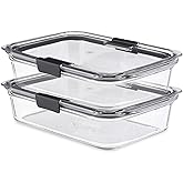 Rubbermaid 2118315 Brilliance Glass Storage 8-Cup Food Containers with Lids