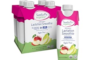 Sweetie Pie Organics Lactation Smoothie, Apple Pear, Supports Breastmilk Production for Nursing and Pumping - No Artificial Sweeteners, Flavors or Dyes, 4 Pack