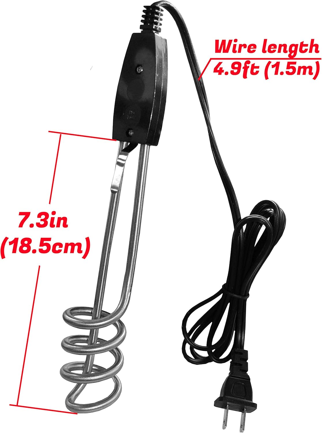 Water Heater - 10in 1000W 110V Portable Electric Immersion Water Heater - Boiler Element Heating Coil - Bucket Heater for Camping Inflatable Pool Bathtub - - 
