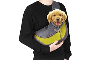 ELEVATED ENDEAVORS, LLC Dog Sling Carrier for Small & Medium Dogs - Breathable Mesh Puppy Travel Bag with Adjustable Strap, Zipper Touch Pocket- Perfect Pet Sling for Outdoor, Travel- Keep pet Comfortable (0-15lb, Yellow)