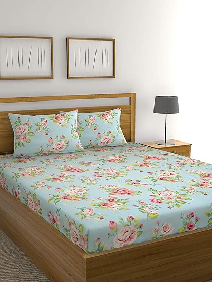 Raymond Home Exclusive 104 TC Cotton Double Bedsheet with 2 Pillow Covers - Multicolour