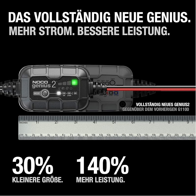 GENIUS2 2A 6V/12V Autobatterie-Ladegerät & Erhaltungsladegerät
