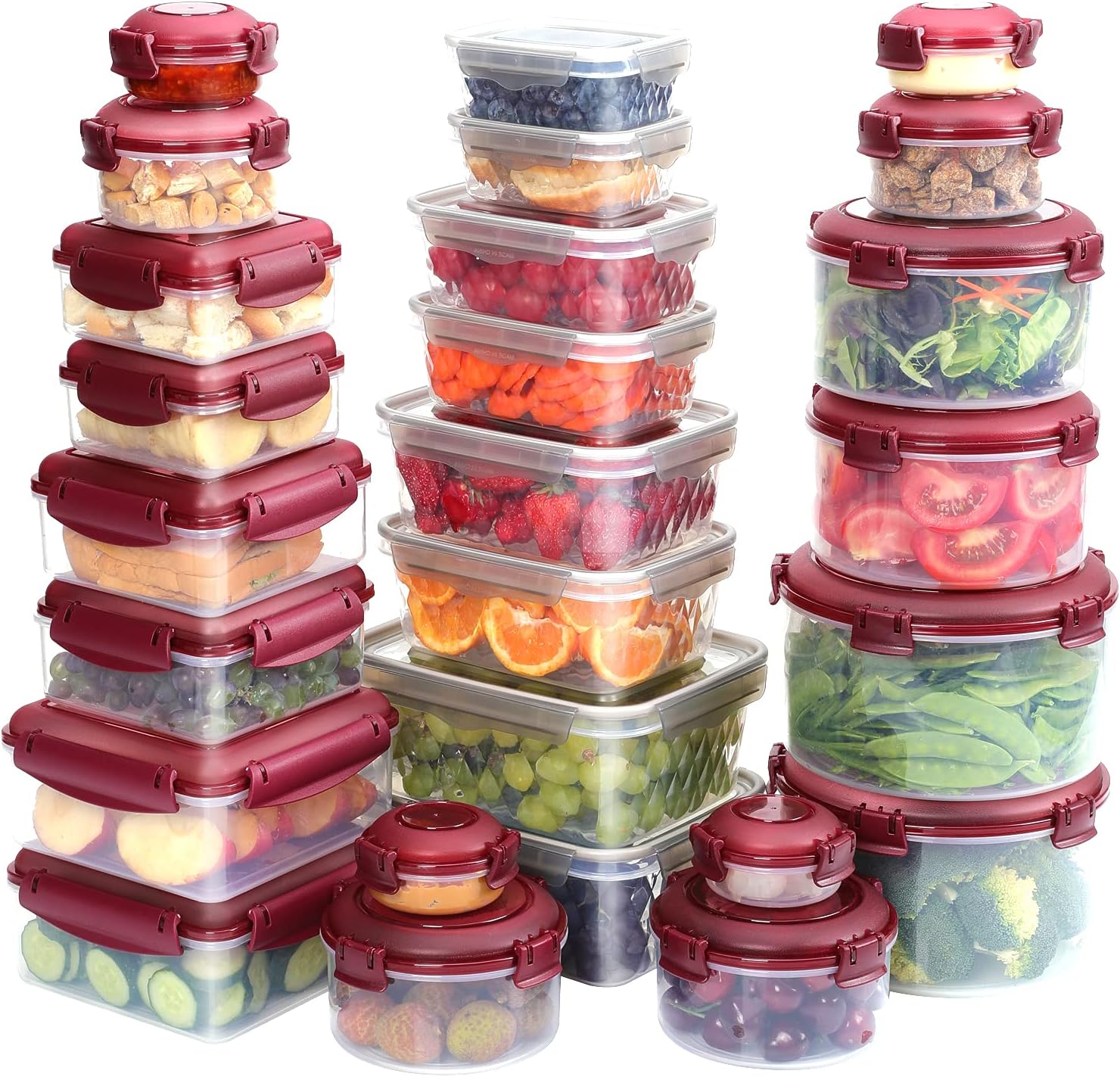 KITHELP 26 Pieces Food Storage Containers with Lids Freezer Containers for Food BPA-Free Plastic Containers for Food Storage Meat Fruit Vegetables Airtight Leak-Proof Food Containers