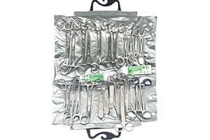 82 PCS PREMIUM GERMAN STAINLESS VETERINARY INSTRUMENTS SET -INCLUDE KELLY FORCEPS MOSQUITO FORCEPS CARMALT TOWEL CLAMP SCISSORS-SPAY PACK SET (CYNAMED BRAND) ALL IN ONE