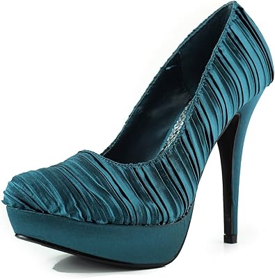 teal satin heels