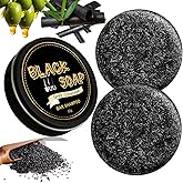 pewatul Gray Hair Reverse Bar Black Soap For Gray Hair Darkening Shampoo Bar, Natural Black Soap for Hair & Beard Darkening, Moisturizing & Scalp Care for Men Women 2PACK
