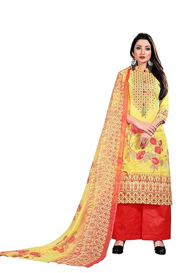 Anand presents cotton dress material beige and pink unstitched