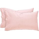 Amazon Brand – Rivet Half Moon, Sateen Cotton, Envelope Closure Pillowcase Set, Set of 2, Standard, Peach-Pink/White