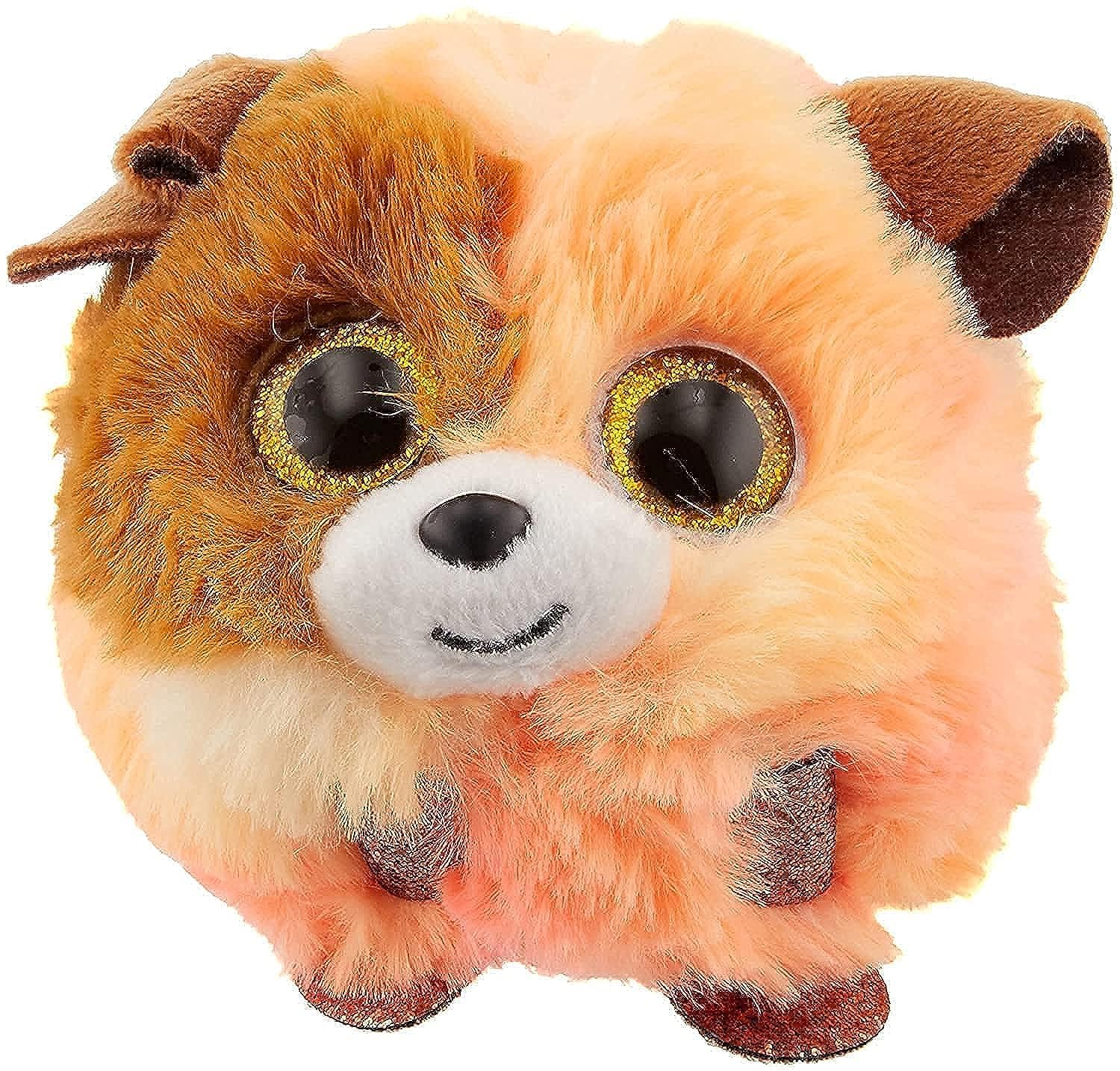Ty Puffies Mandarin Orange and Brown Dog 4" | Beanie Baby Soft Plush Toy | Collectible Cuddly Stuffed Teddy
