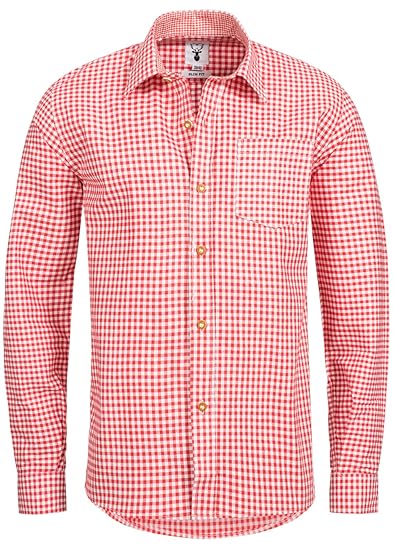 Occulto Trachtenhemd kariert in 6 Slimfit | Krempelärmel |