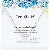 Graduation Gifts for College Girls, Freshwater Cultured Pearl Pendant with Sterling Silver Adjustable Cable Chain, High School Graduate Gifts Ideas for Best Friend, Daughter, Granddaughter, Sister