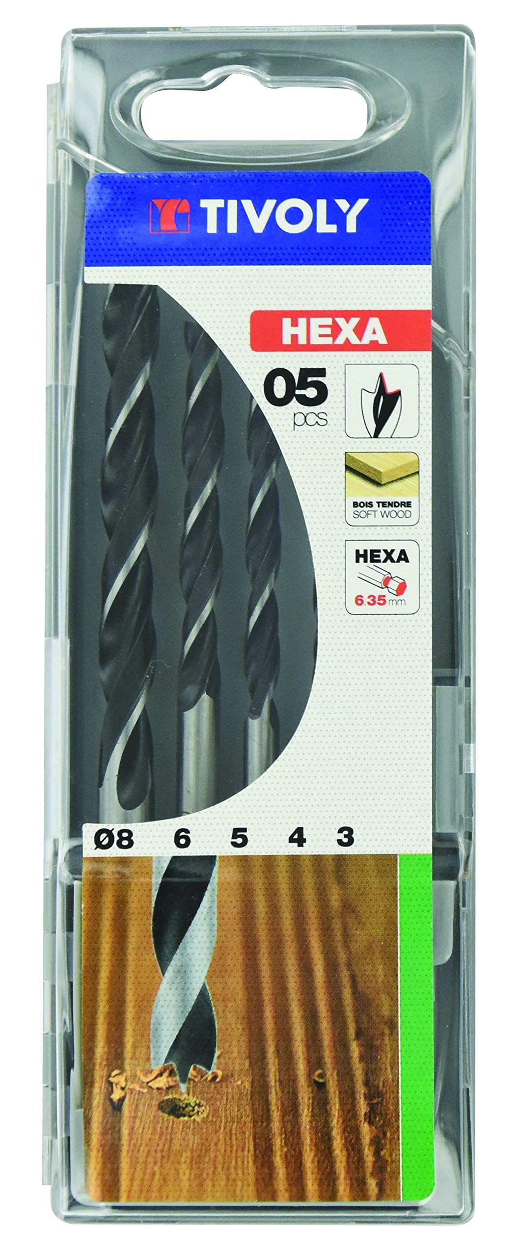 Tivoly 10803770001 Hexagonal Wood Drill Bit Set