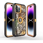 Fastsun New Designed Defender Case Designed for iPhone 16 Pro Max, Protective Stripe Defender Shockproof Hybrid Case Dual Layer Hard Cover Compatible with iPhone 16 Pro Max (Camo Orange)