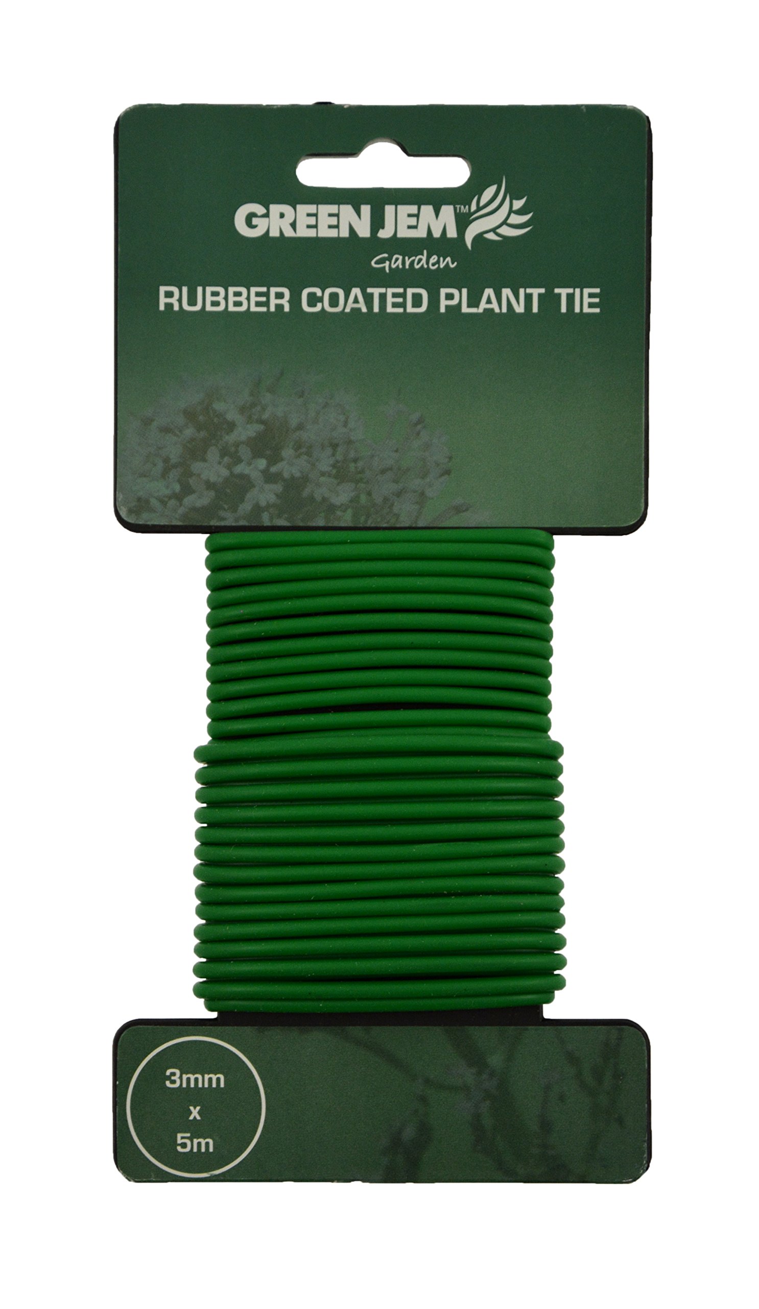Green Jem Rubber Coated Plant Tie, Green, 3 mm x 5 m