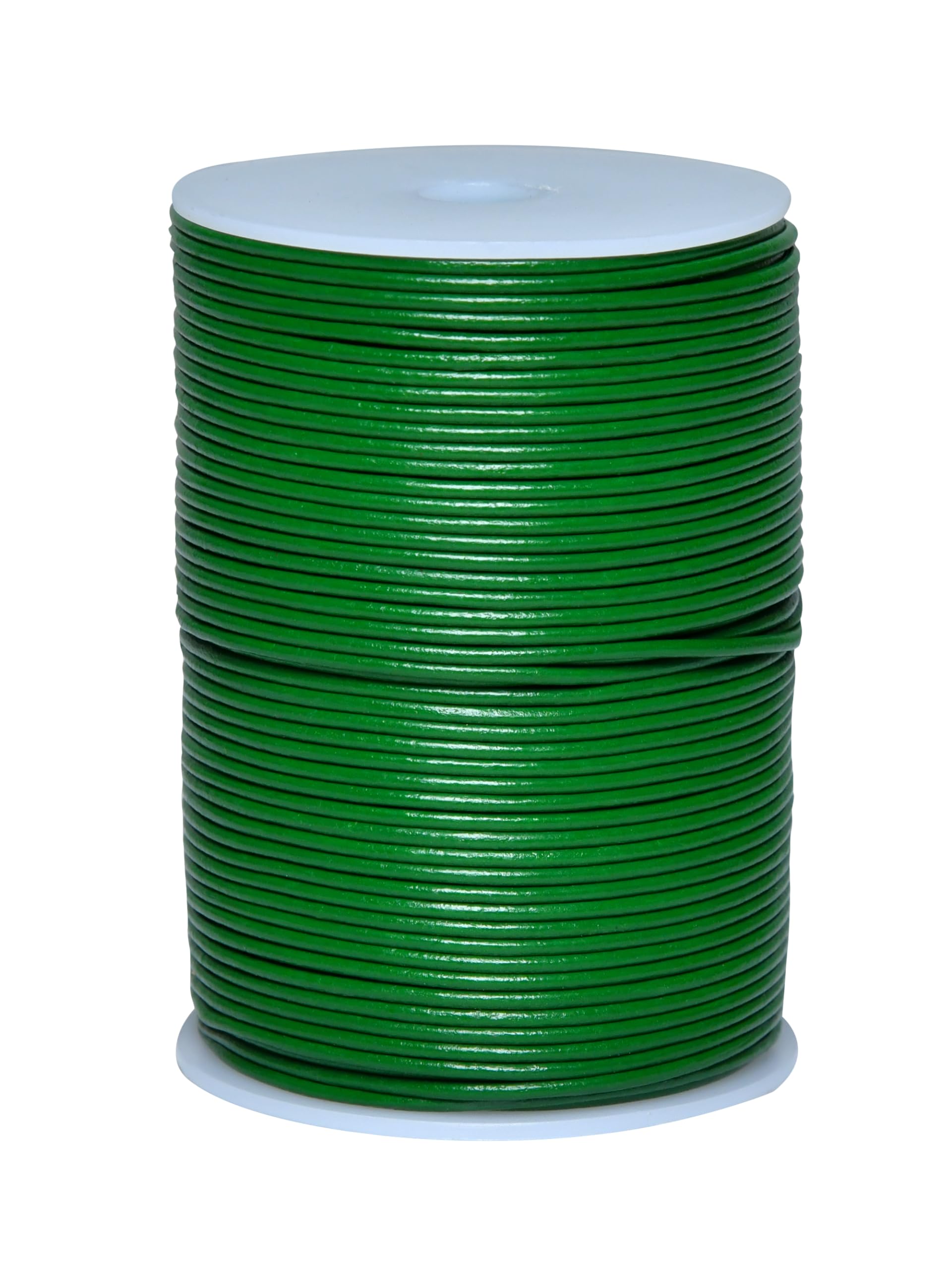 Cords Essentials Round Genuine Leather String Cord, Rope for Jewelry Making, Necklaces, Bracelets, Kumihimo Braiding, Wraps, Crafts and Hobby Projects (Light Green, 2.0 MM)