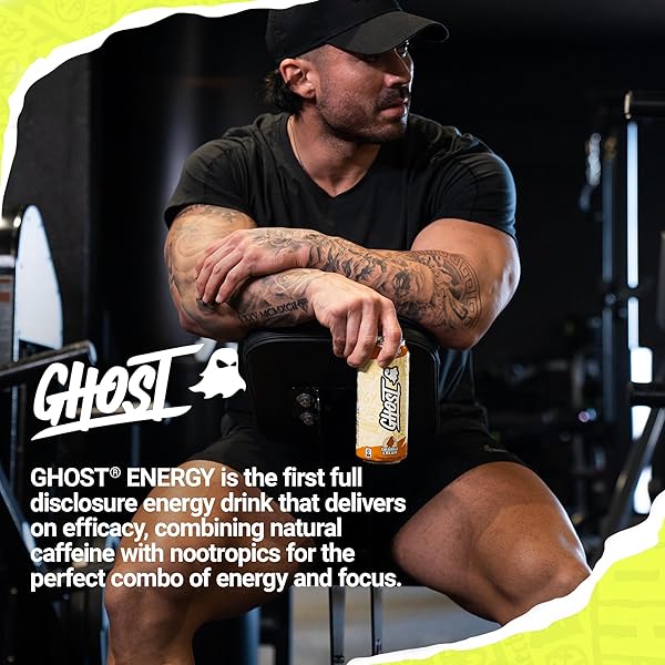 GHOST ENERGY DRINK – 12-PACK, ORANGE CREAM, 16OZ CANS – ENERGY & FOCUS & NO ARTIFICIAL COLORS – 200MG OF NATURAL CAFFEINE, L-CARNITINE & TAURINE – GLUTEN-FREE & VEGAN
