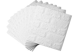 Bantie 3D Wall Panels Peel and Stick Wallpaper Self-Adhesive Faux Brick Stone Foam Wall Tiles for Living Room Kitchen House Decor (20PCS, White Brick)