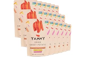 Yammy Dried Sweet Potato Sticks (18 Pack) - 1 Ingredient Healthy Asian Snack for Adults & Kids (Japanese, Korean, Chinese Food) - Vegan, Gluten-Free, 3g Protein, 4g Fiber, 12 Vitamins & Minerals, 2.5oz