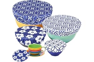 PHOGARY Set of 5 Reusable Bowl Cover, Stretch Cloth Fabric Food Storage Covers Can Lids Bread Sourdough, Fruit Vegetable Meat