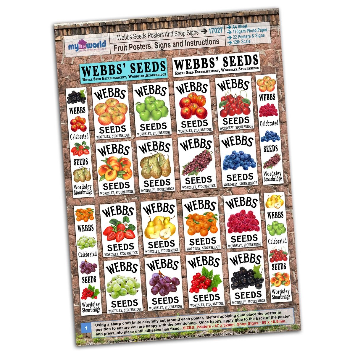 MyTinyWorld Dolls House Webbs Fruit Posters Collection - A4 Value Sheet