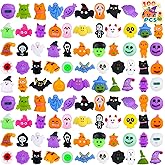 PaLeyFer 100Pcs Halloween Squishy Toys for Kids, Halloween Party Favors, Trick or Treat Goodie Bag Fillers, Kawaii Squishy Halloween Toys Gifts for Boys Girls Classroom Rewards