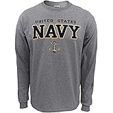 Armed Forces Gear Men's Navy Block Long Sleeve T-Shirt - Official Licensed United States Navy Shirts for Men (Grey)