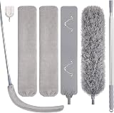 wlich Feather Duster with Extension Pole Bendable Head 100in Reach