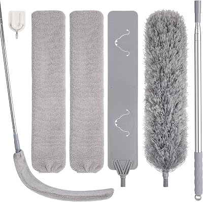 wlich Feather Duster with Extension Pole Bendable Head 100in Reach