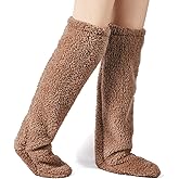 Vicenpal Women Thigh High Fuzzy Socks over Knee Leg Warmer Plush Soft Winter Sleeping Socks with Open Bottom Fluffy Stockings