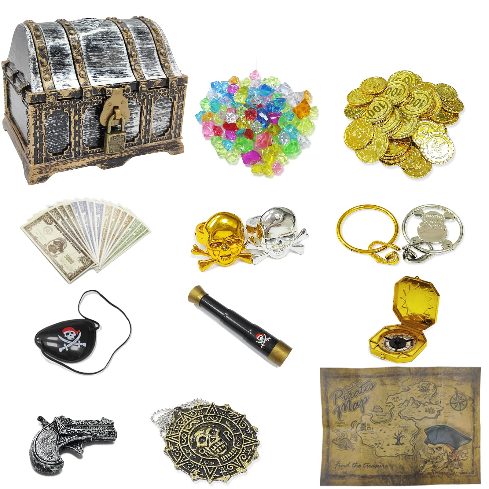 Mua 177 Pieces Kids Pirate Treasure Chest Treasure Hunt Kit Lockable