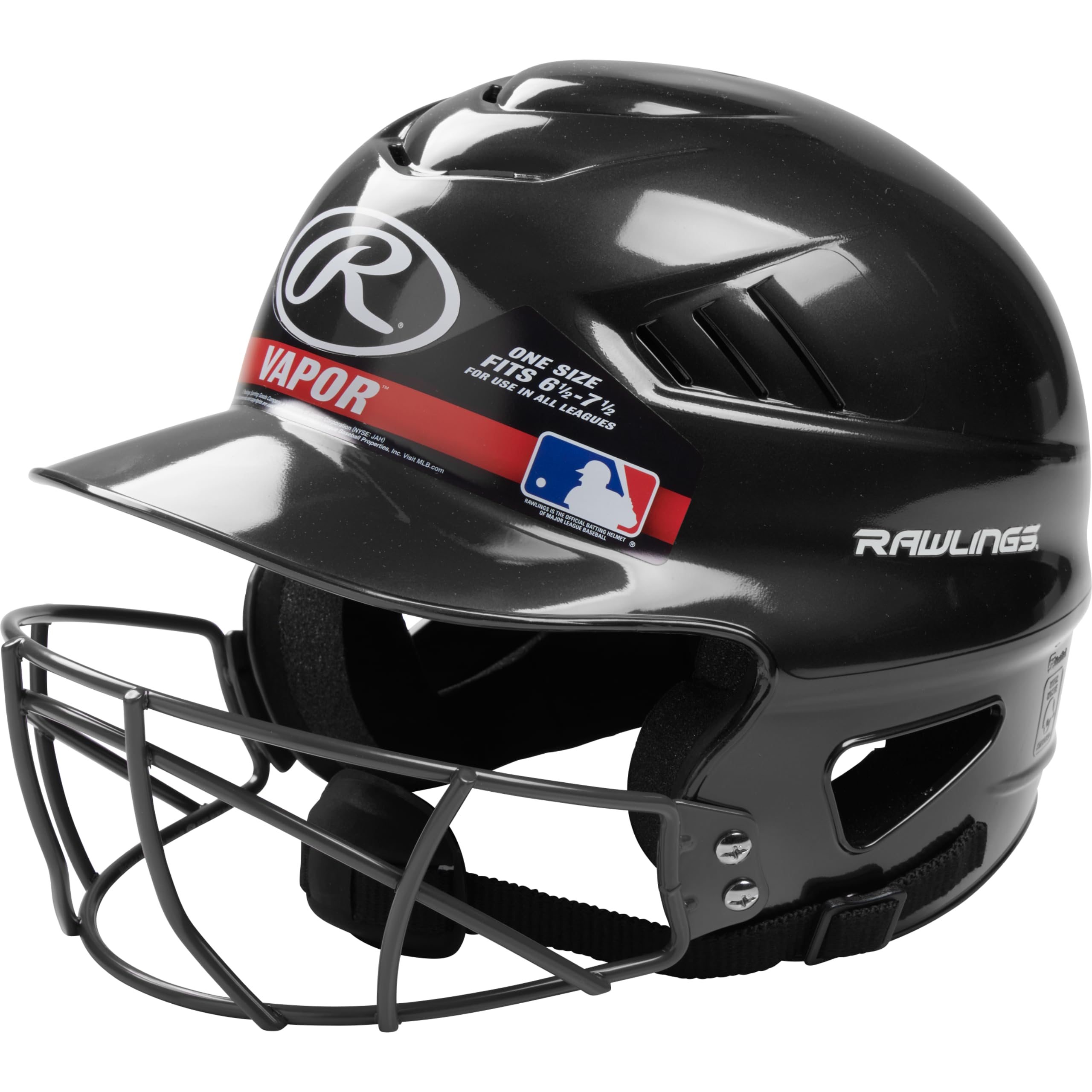 Rawlings | Vapor Molded Youth Batting Helmet with Face Guard | Black Image