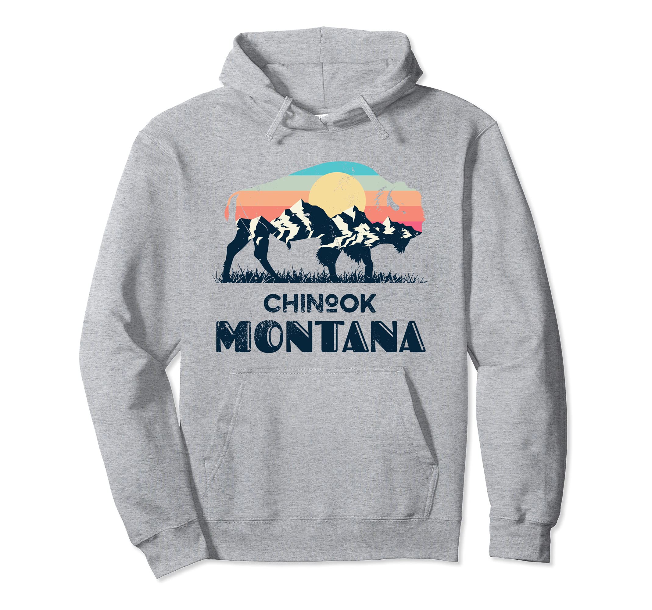 Chinook Montana Vintage Hiking Bison Nature Pullover Hoodie