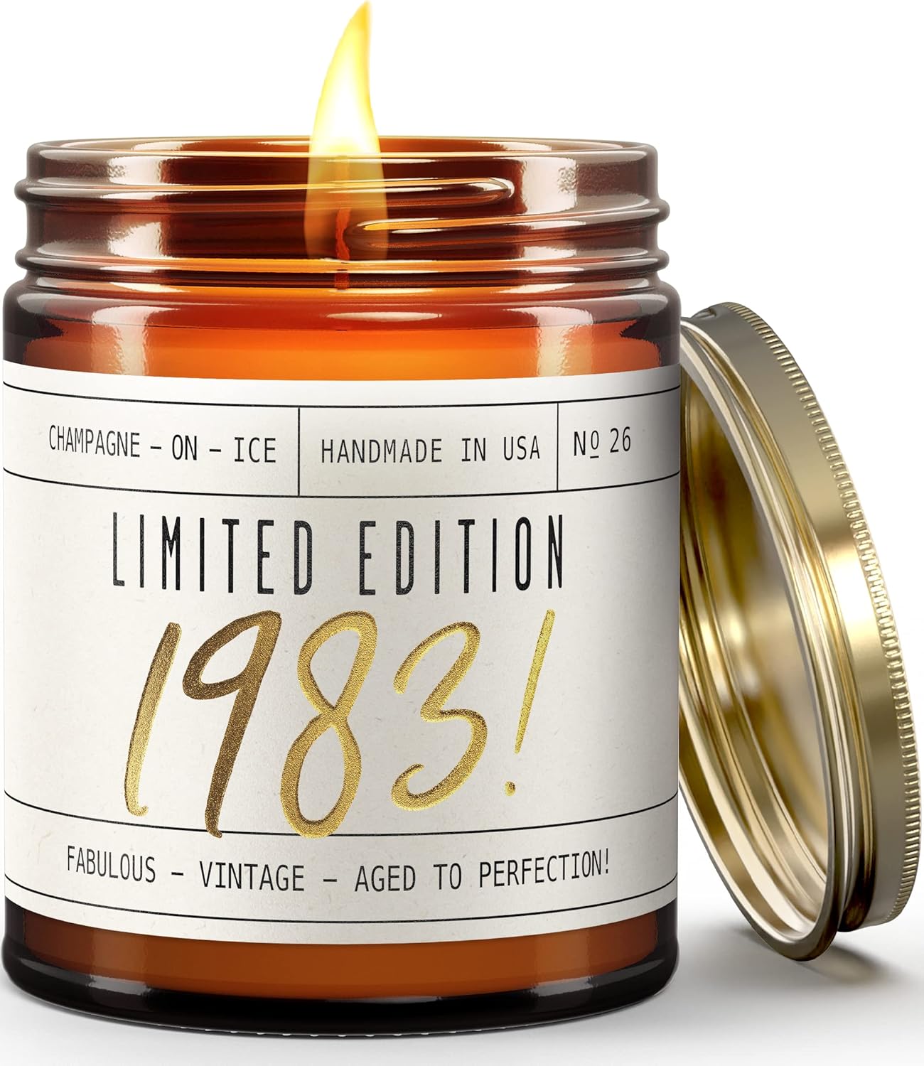 Candles & Holders - 40th Birthday Gifts for Women Unique - 'Limited Edition 1983' Soy, w/Champagne on Ice I 40 Birthday Gifts for Women I 40 Year Old Birthday Gifts for Women I 9oz Reusable Jar, 50Hr Burn, Made in USA