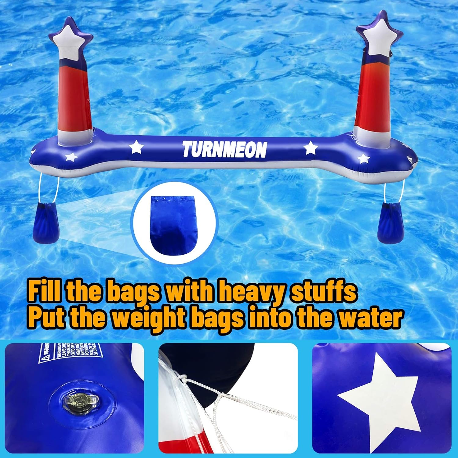 Large Inflatable Pool Games Volleyball Net & Basketball Hoop Set with 2 Balls Swimming Pool Toys for Adults Kids Pool Floating Water Pool Toys Party Volleyball Net (116”x46”x30”) Hoop (31”x31”x24”): Toys & Games