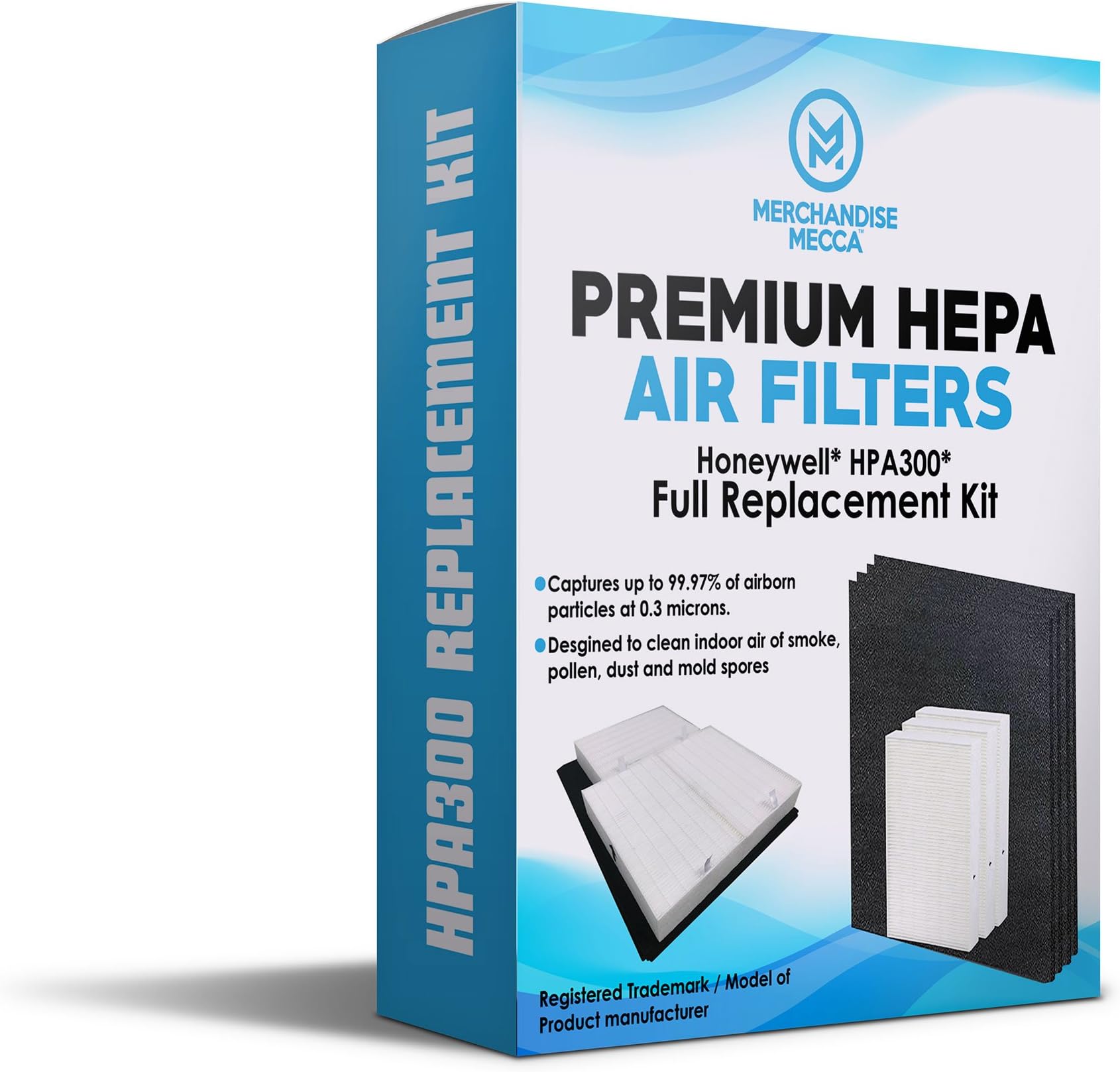 Complete Premium True HEPA Replacement Filter 3 Pack Including 4 Precut Activated Carbon Pre-Filters for HPA300 compatible w/Honeywell Air Purifier 300 and Filter R